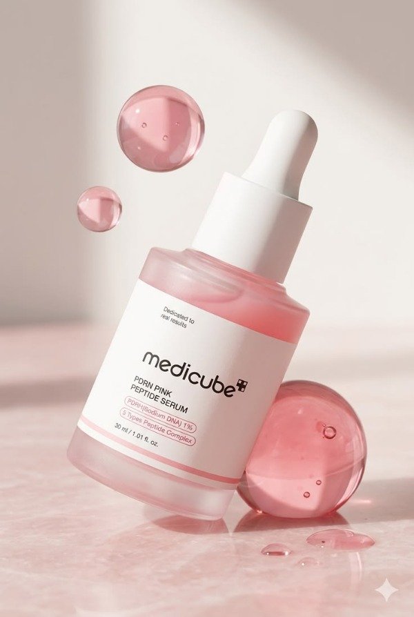 Frasco rosa de Medicube PDRN Pink Peptide Serum de 30 ml